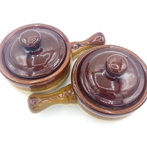 Two Stoneware Soup Crocks with Lids - Picture 2 of 3